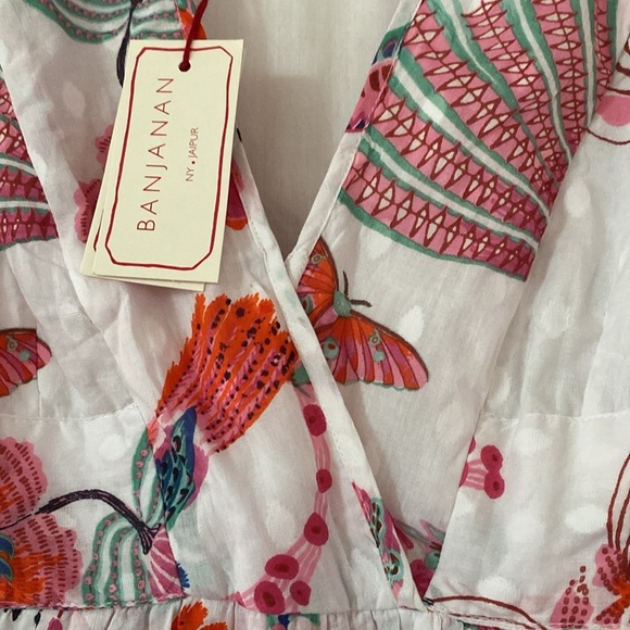 Banjanan Palak Dress Tropical Bird Print XS NEW Birdie Print White Dobby Revolve - Picture 5 of 14